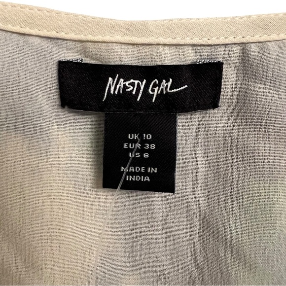 Nasty Gal Tie Dye Printed Chiffon Ruffle Tie Front Vest Blouse Size 6 - Picture 4 of 7